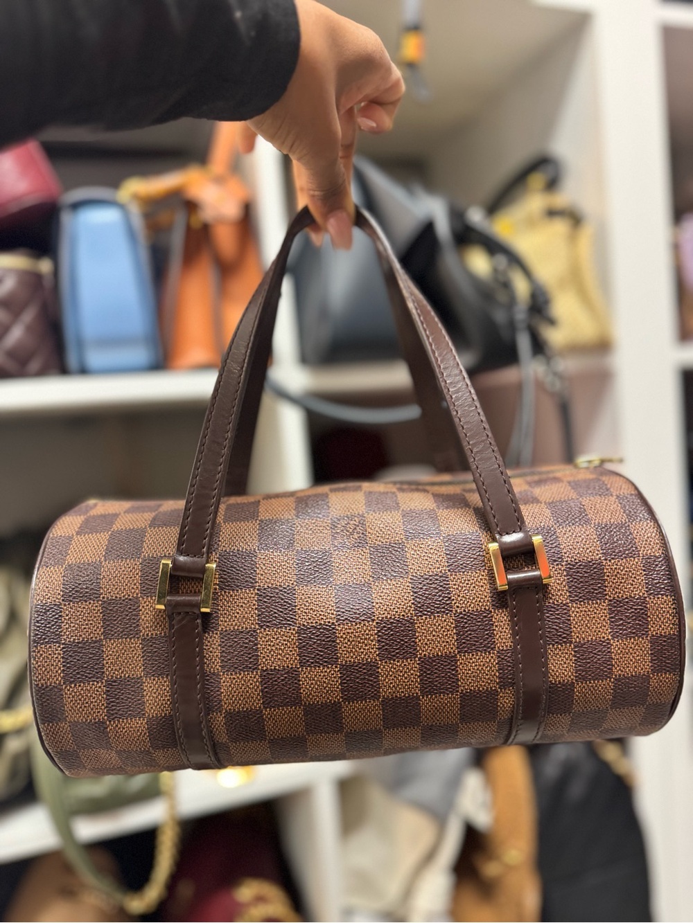 Louis Vuitton Brown Checkered Cylinder Shoulder Bag